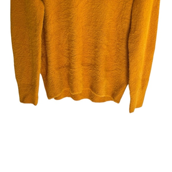 Who What Wear Mustard Yellow Fuzzy Sweater Size L Mock Neck Pullover Cozy Soft - Picture 4 of 12